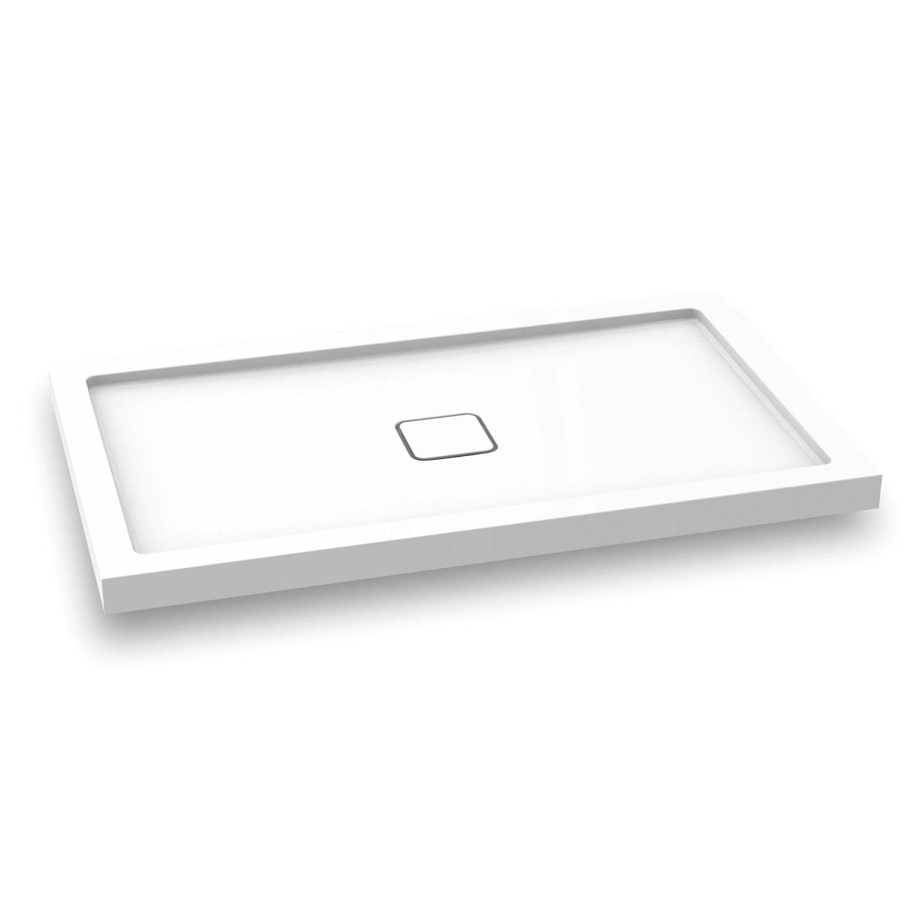 Kalia KOVER 60" x 36" Rectangular Acrylic Shower Base with Central Drain (Aluminium Tiling Flange Kit Included) - Renoz