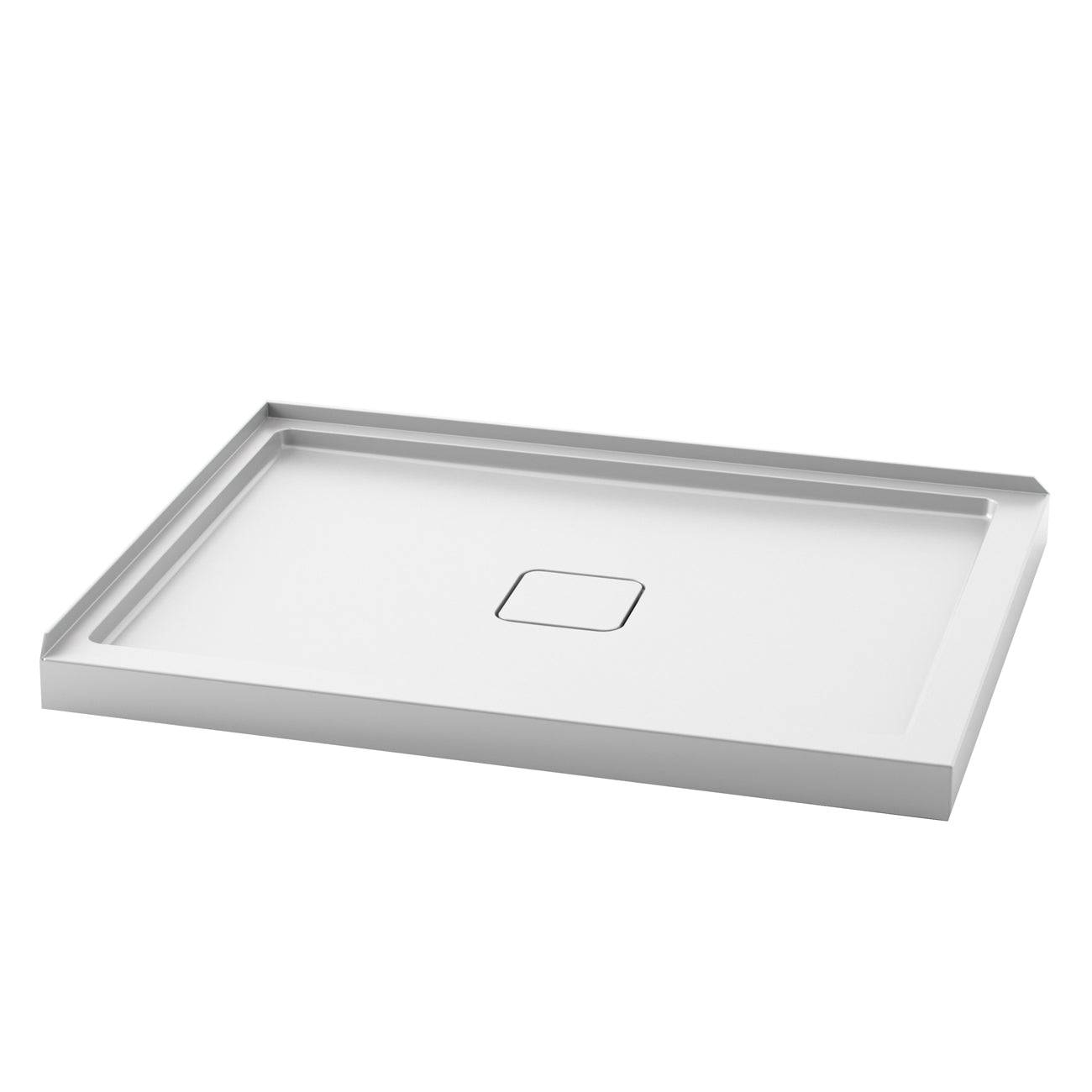 Kalia KOVER 48" x 36" Rectangular Acrylic Shower Base with Central Drain and Left Integrated Tiling Flange on 2 Sides - Renoz