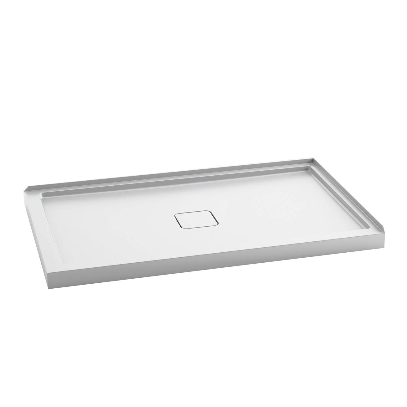 Kalia KOVER 60" x 36" Rectangular Acrylic Shower Base with Central Drain and Right Integrated Tiling Flange on 2 Sides - Renoz