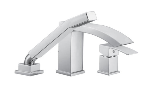 Streamline Cavalli Cascade Deckmounted Tub Filler with Handshower Bathtub Faucet - Renoz