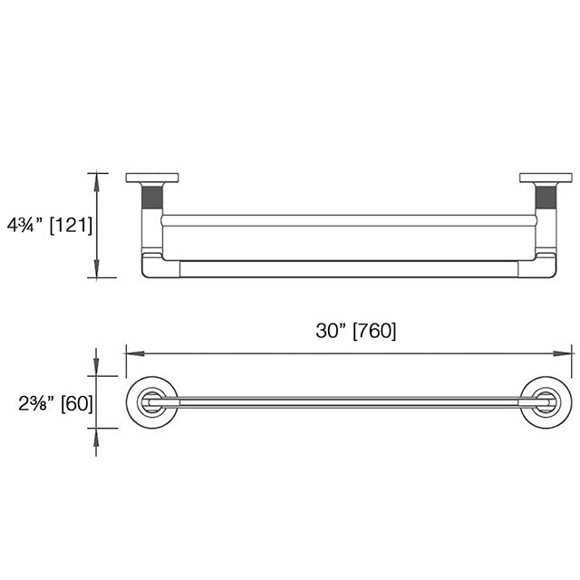 Laloo Draft Extended Double Towel Bar D7130D