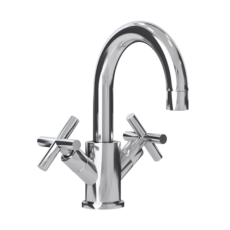 Rubi Alex 9" Washbasin Faucet With Cross Handles With Drain- Chrome - Renoz