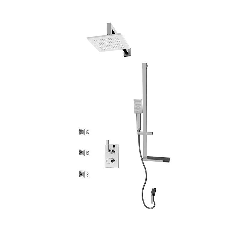 Rubi Kali 1/2'' Thermostatic Shower Kit With 8" Square Shower Head Body Jet- Chrome - Renoz