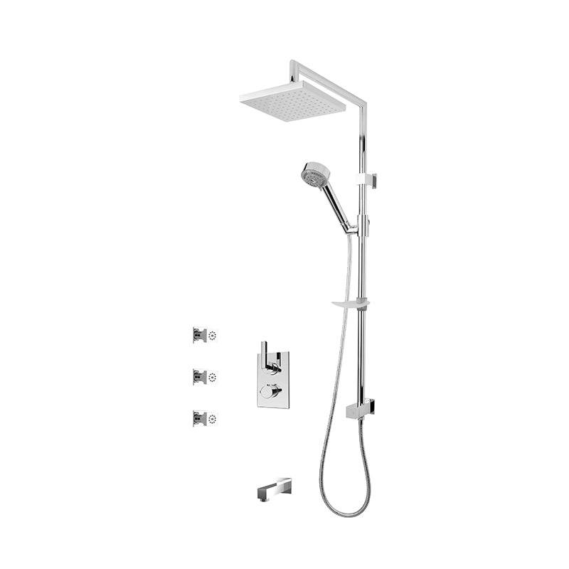 Rubi Jawa 1/2 Inch Thermostatic Shower Kit With Bathtub Filler And Body Jet- Chrome - Renoz