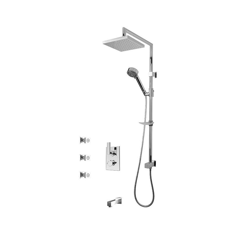 Rubi Kali 1/2 Inch Thermostatic Shower Kit With Bathtub Filler And Body Jet - Chrome - Renoz