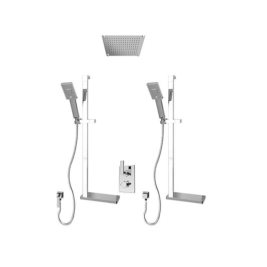 Rubi Kali 1/2 Inch Thermostatic Shower Kit With Built-in Shower Head And Dual Hand Shower - Chrome - Renoz