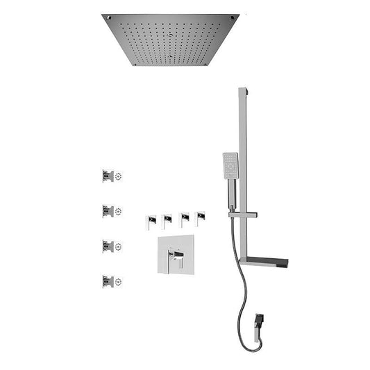 Rubi Kali 3/4 Inch Thermostatic Shower Kit With Built-in Shower Head and Body Jet - Chrome - Renoz