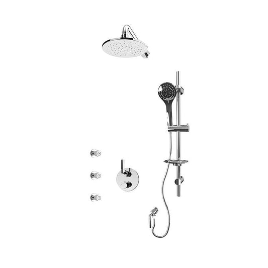 Rubi 1/2 Inch Thermostatic Shower Kit With 8" Wall Mounted Round Shower Head, Body Jet and Hand Shower - Renoz