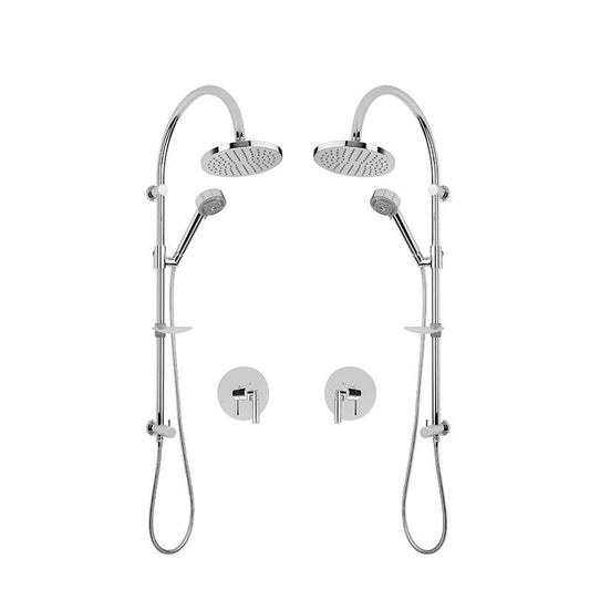 Rubi 3/4 Inch Dual Thermostatic Shower Kit With 8" Round Shower Head- Chrome - Renoz