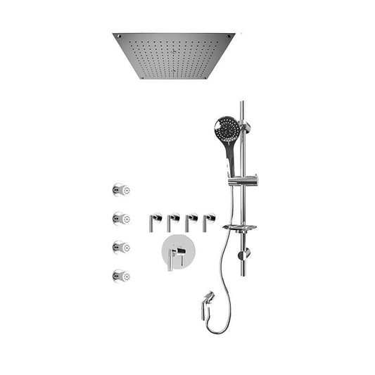 Rubi 3/4 Inch Thermostatic Shower Kit With 18" Wall Mounted Shower Head and Body Jet - Chrome - Renoz