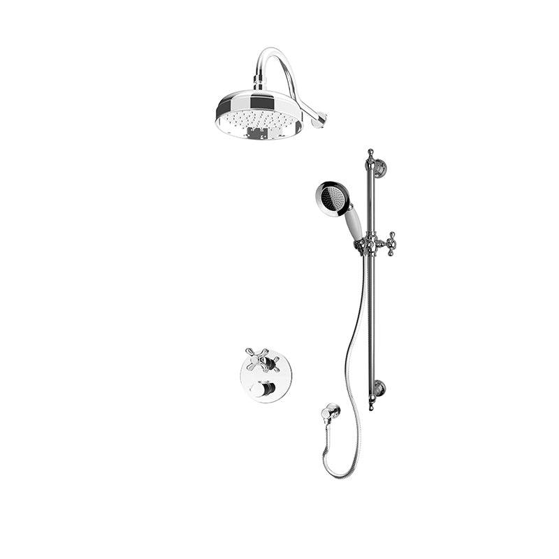 Rubi Jade 1/2 Inch Thermostatic Shower Kit With 9" Round Shower Head and Hand Shower - Chrome - Renoz