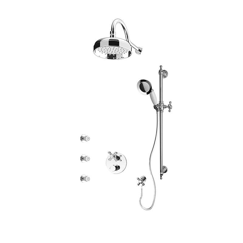 Rubi Jade 1/2 Inch Thermostatic Shower Kit With 9" Round Shower Head, Hand Shower and Body Jet - Chrome - Renoz