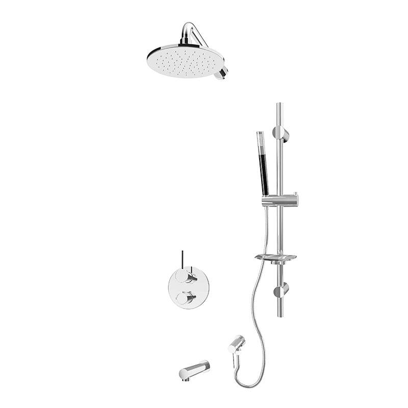 Rubi Kronos 1/2 Inch Thermostatic Shower Kit With Round Wall Mount Shower Head - Chrome - Renoz