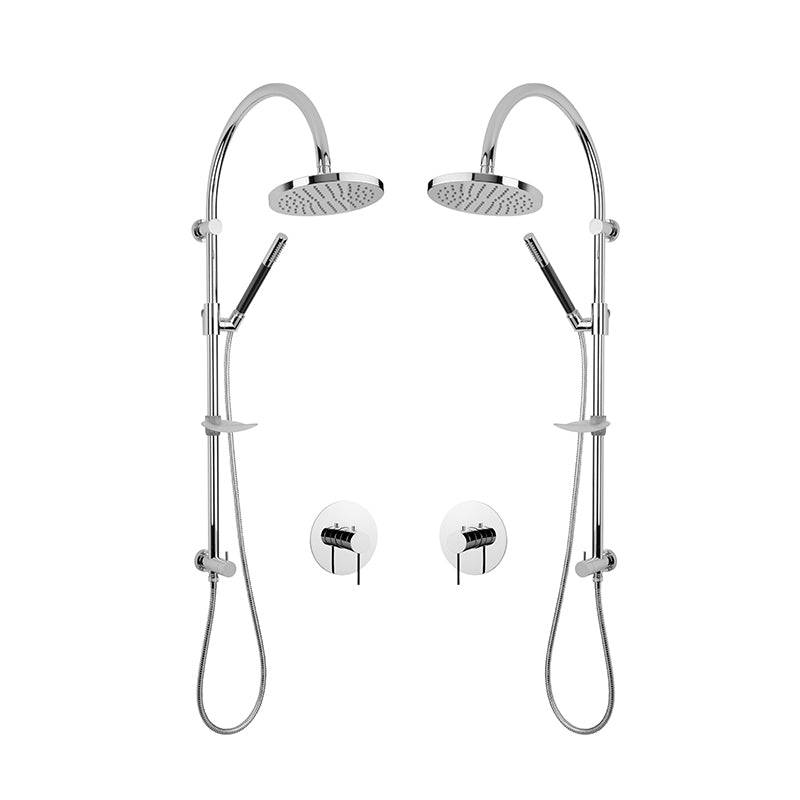 Rubi Kronos 3/4 Inch Dual Thermostatic Shower Kit With Round Shower Head - Chrome - Renoz