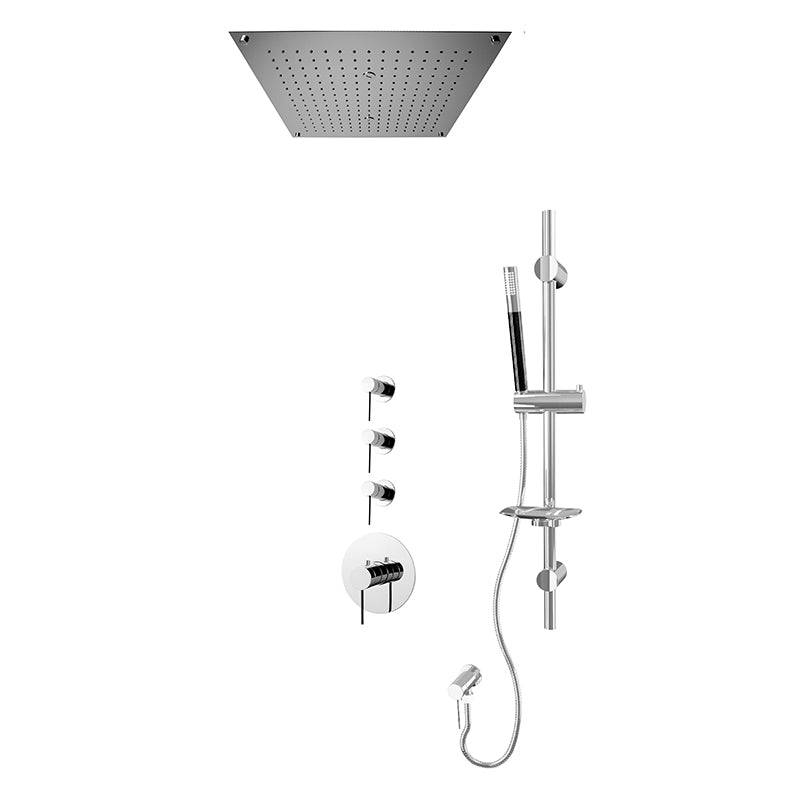 Rubi Kronos 3/4 Inch Thermostatic Shower Kit With Built in Shower Head - Chrome - Renoz