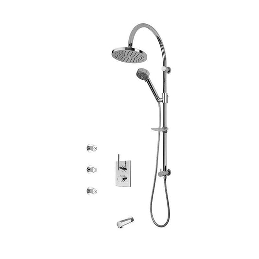 Rubi 1/2 Inch Thermostatic Shower Kit With Round Shower Head and Body Jet - Chrome - Renoz