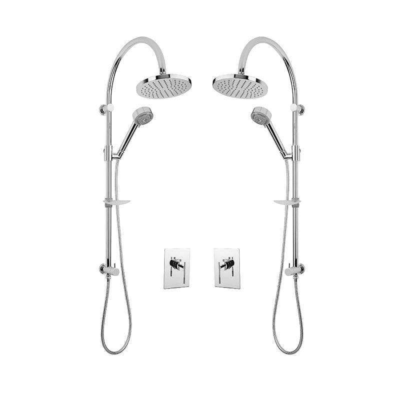 Rubi 3/4 Inch Dual Thermostatic Shower Kit With 8" Round Shower Head - Chrome - Renoz