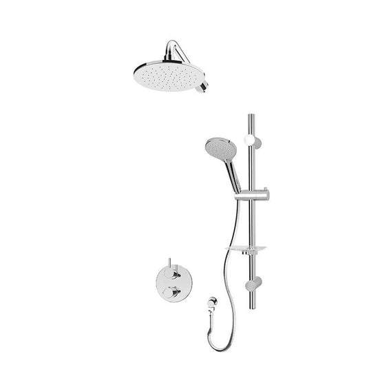 Rubi Vertigo 1/2 Inch Thermostatic Shower Kit With Round Wall Mount Shower Head - RVT811XX - Renoz