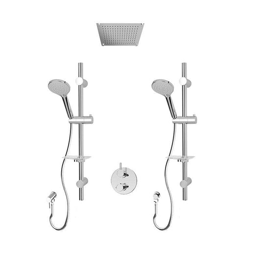 Rubi Vertigo 1/2 Inch Thermostatic Shower Kit With Built in Shower Head and Dual Hand Shower - Renoz