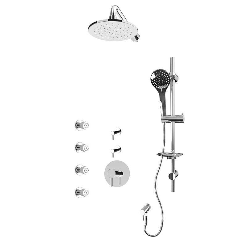 Rubi Vertigo 3/4 Inch Thermostatic Shower Kit With Wall Mount Round Shower Head and Body Jet - Chrome - Renoz