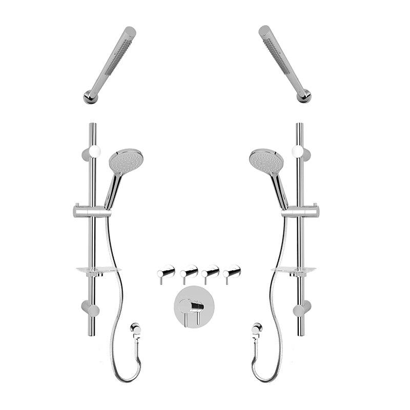 Rubi Vertigo 3/4 Inch Dual Thermostatic Shower Kit With Wall Mount Straight Shower Head - Chrome - Renoz