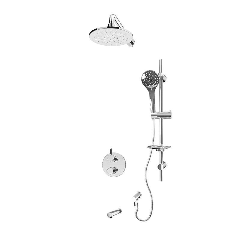 Rubi Vertigo C 1/2 Inch Thermostatic Shower Kit With Wall Mount Straight Shower Head and Tub Filler - Chrome - Renoz