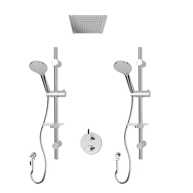 Rubi Vertigo C 1/2 Inch Thermostatic Shower Kit With Built in Shower Head and Dual Hand Shower - Chrome - Renoz