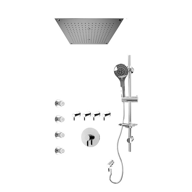 Rubi Vertigo C 3/4 Inch Thermostatic Shower Kit With Built in Shower Head and Body Jet - Chrome - Renoz