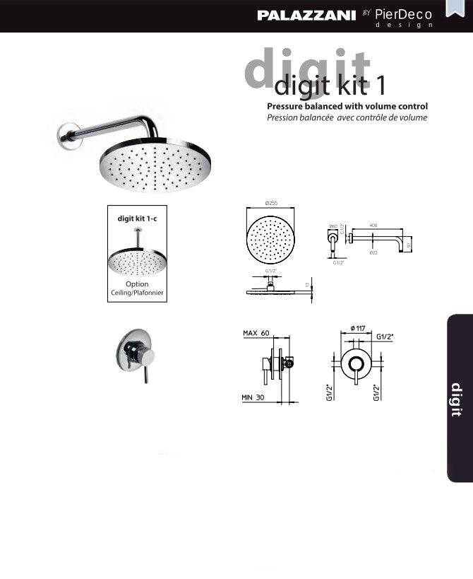 PierDeco Palazzani Digit 1 Shower Kit - Renoz