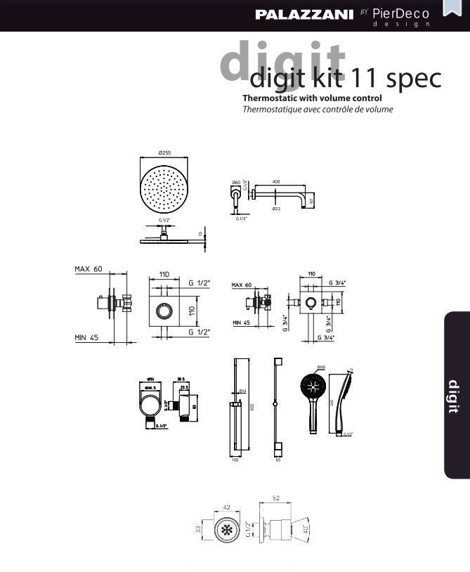 PierDeco Palazzani Digit Kit 11 Shower Kit - Renoz