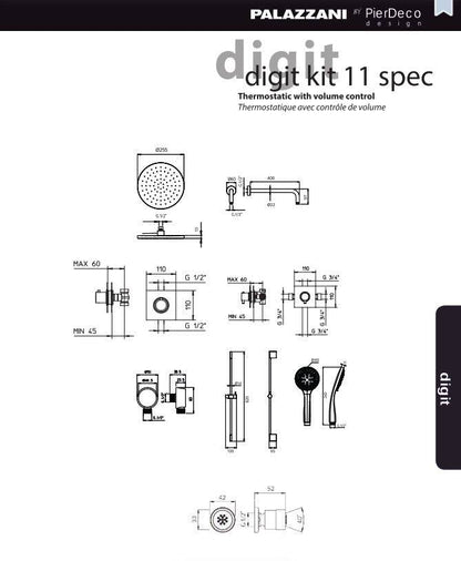 PierDeco Palazzani Digit Kit 11 Shower Kit - Renoz