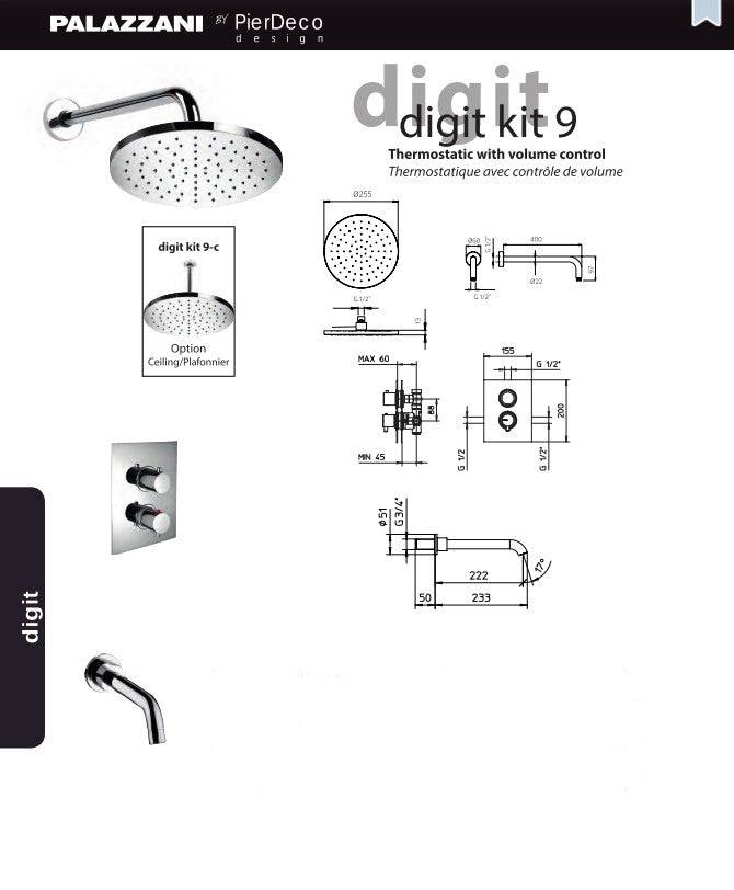 PierDeco Palazzani Digit Kit 9 Shower Kit - Renoz