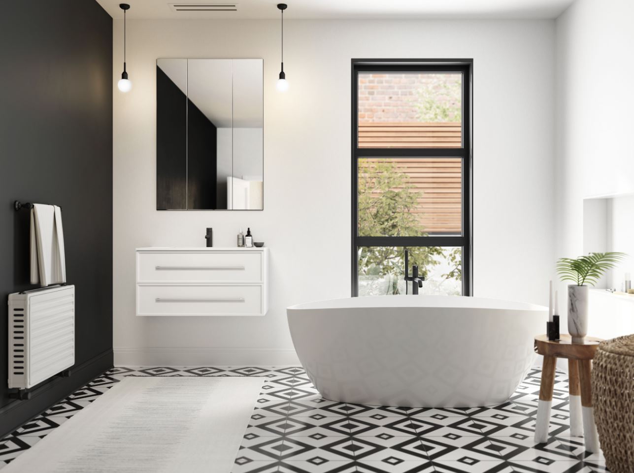 Meuble-lavabo mural simple pour salle de bain Cutler Milano