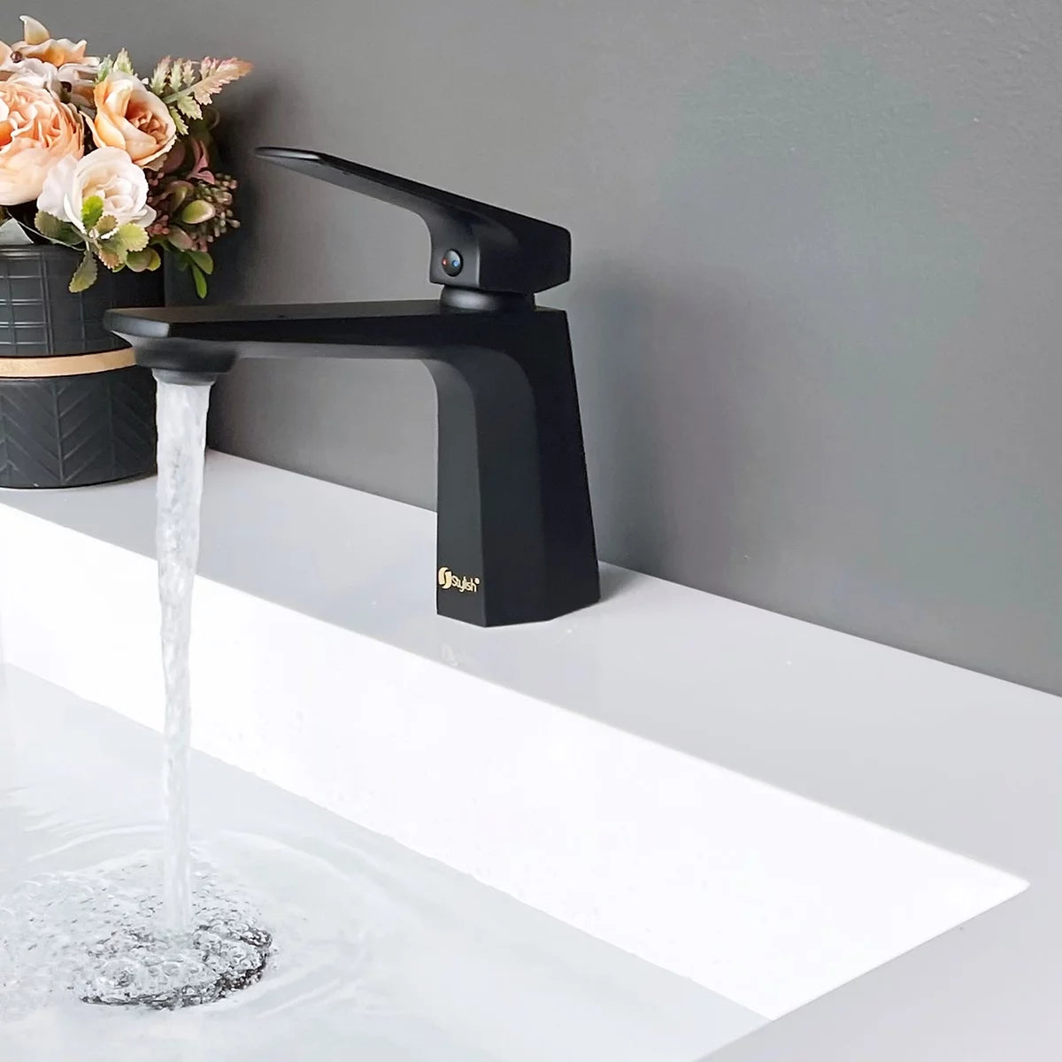 Stylish Luvia Bathroom Faucet Single Handle Matte Black Finish B-111N