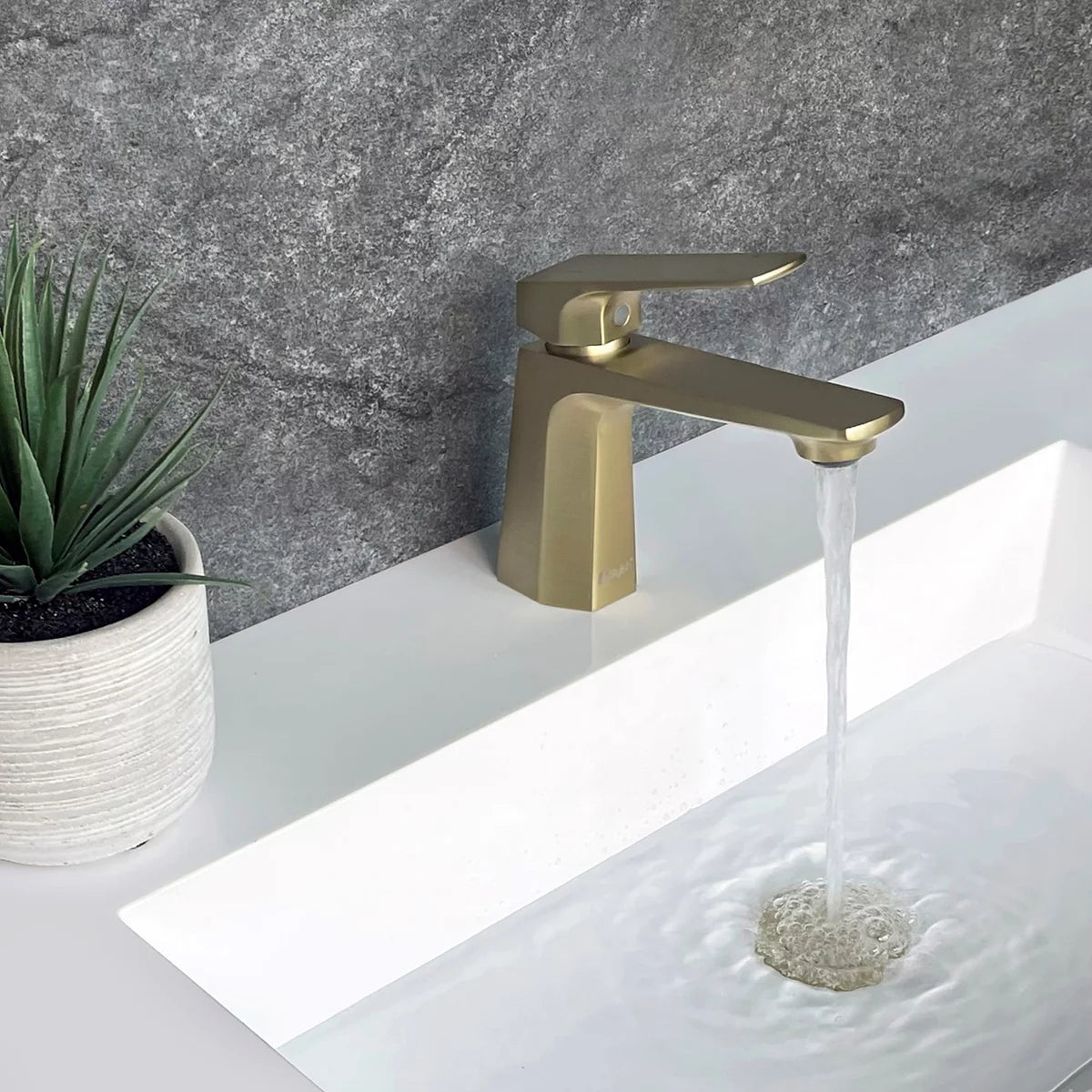 Stylish Luvia Bathroom Faucet Single Handle Brushed Gold Finish B-111G