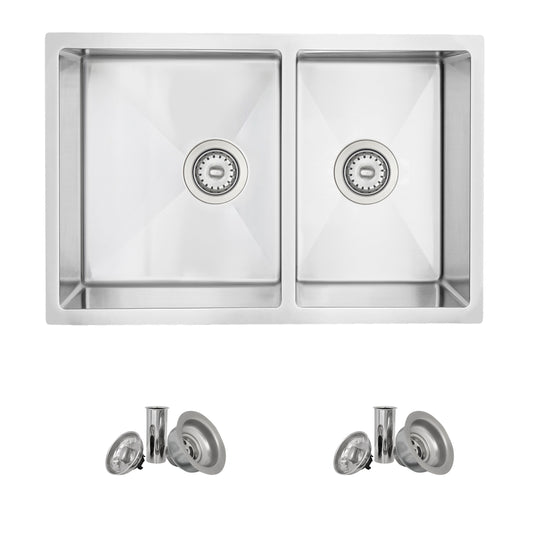 Élégant évier de cuisine à double cuve encastrable Sevilla de 28 po x 18 po en acier inoxydable de calibre 18 avec crépines standard S-403