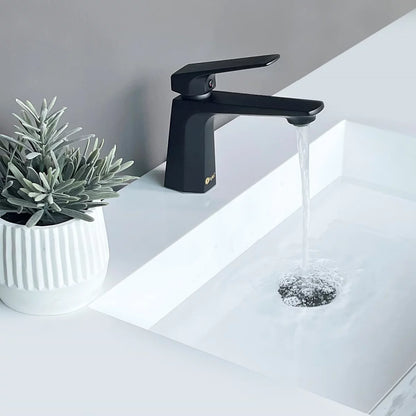 Stylish Luvia Bathroom Faucet Single Handle Matte Black Finish B-111N