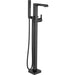 Delta ARA Single Handle Floor Mount Tub Filler Trim with Hand Shower -Matte Black (Valve Sold Separately)