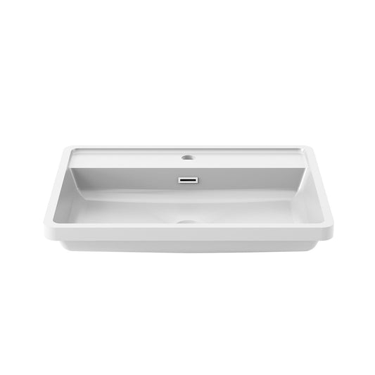 Kalia EKLA 25" x 18.5" x 1.25" Bathroom Sink for Single Hole Faucet - White Castylat - Renoz