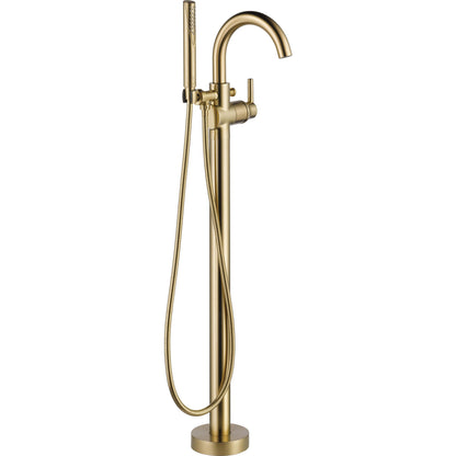 Delta TRINSIC Single Handle Floor Mount Tub Filler Trim with Hand Shower -Champagne Bronze (Valves Sold Separately)