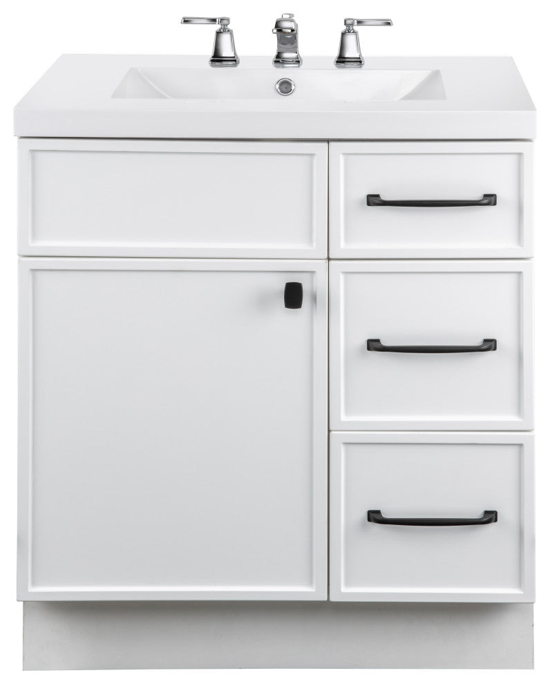 Meuble-lavabo Cutler Manhattan avec 1 porte, 3 tiroirs et une cuvette simple