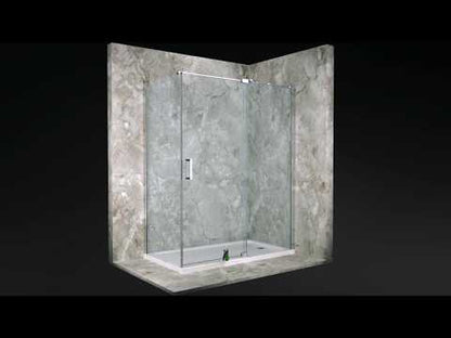 Porte de douche pivotante à 2 panneaux Kalia DISTINK 60" x 77" pour alcôve inst. (Réversible) Verre Dura Clean chromé transparent