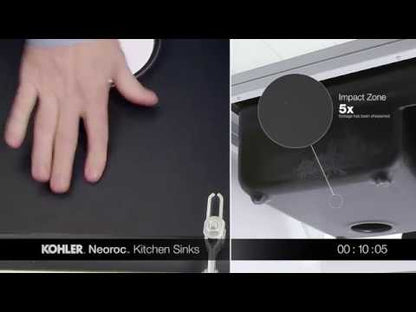 Kohler Cairn 33-1/2" X 18-5/16" X 10-1/8" Neoroc Undermount Double Equal Kitchen Sink With Rack - Matte Black