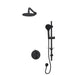 Rubi Vertigo C 1/2 Inch Thermostatic Shower Kit With Wall Mount Round Shower Head- Black - Renoz