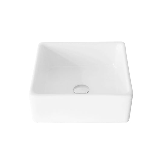 Stylish Edge 15" x 15" Square Vessel Bathroom Sink Enamel Glaze Finish P-222 - Renoz