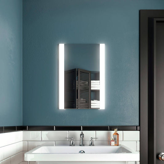 Kalia ACCENT Rect. LED Lighting Mirror 18" x 26" With Vertical Frosted Acrylic Strips and 2-Tones Touch Switch - Renoz