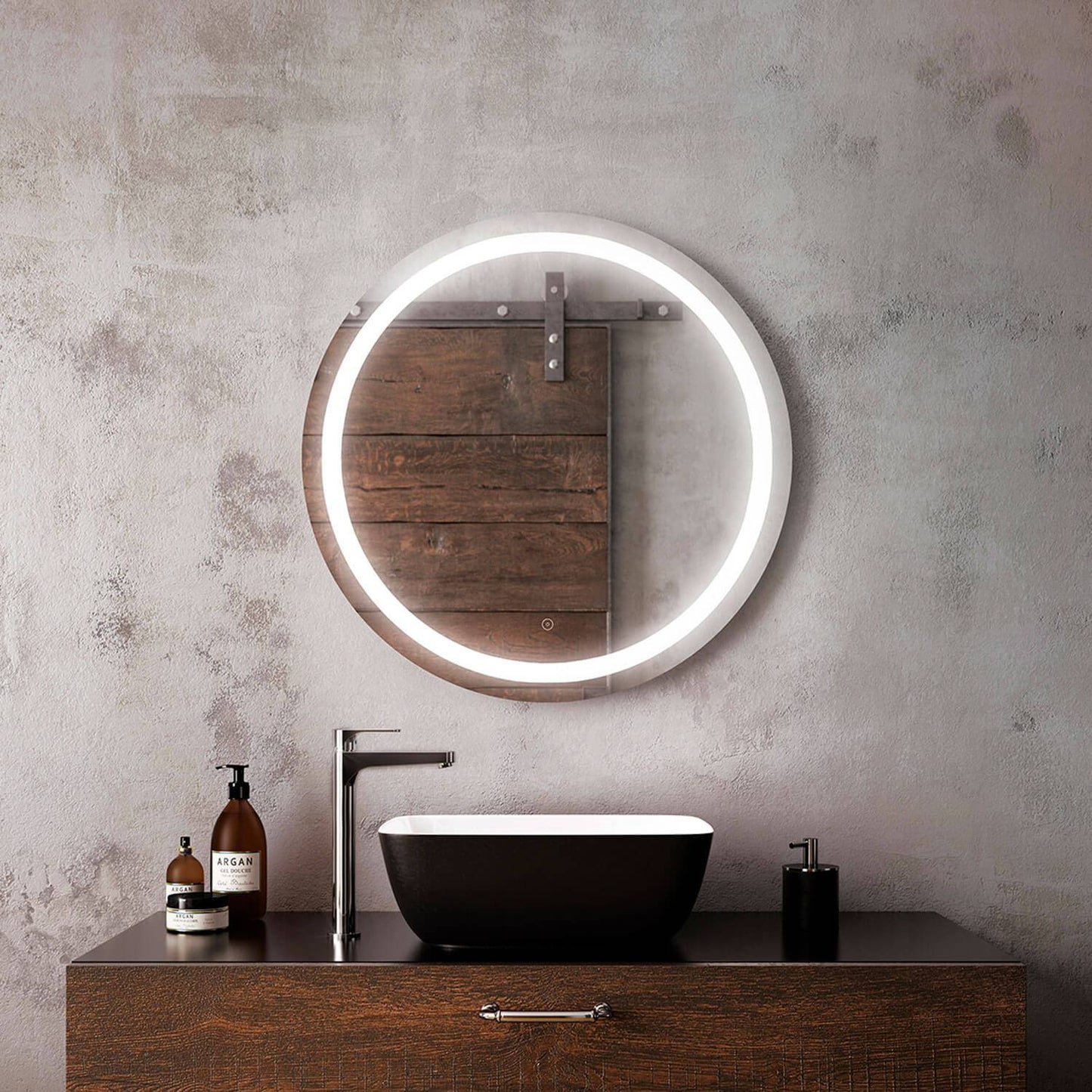 Kalia EFFECT 30" x 30" Round LED Lighting Mirror With Interior Frosted Strip and 2-Tones Touch Switch - Renoz