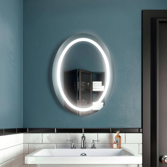 Kalia EFFECT 24" x 32" Oval LED Lighting Mirror With Interior Frosted Strip and 2-Tones Touch Switch - Renoz