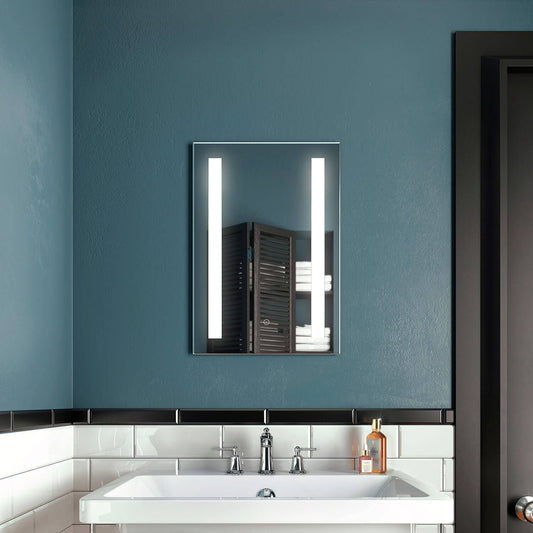 Kalia BRILIA Rect. LED Lighting Mirror 18" x 26" With Frosted Vertical Bands Within and 2-Tones Touch Switch - Renoz