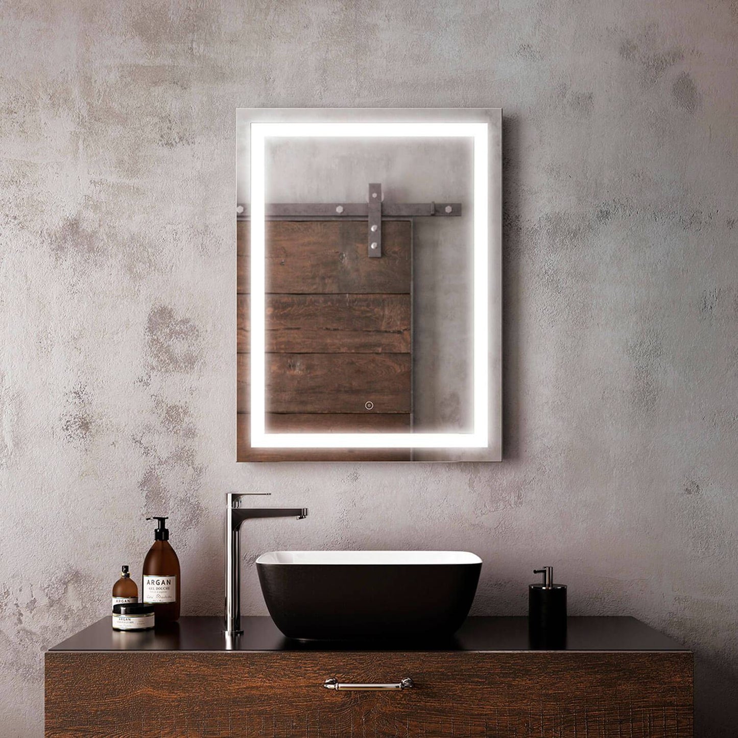 Kalia EFFECT 24" x 32" Rectangle LED Lighting Mirror With Interior Frosted Strip and 2-Tones Touch Switch - Renoz